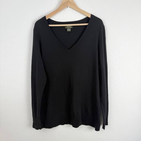 Eddie Bauer Cotton Cashmere Blend V-neck LightweightSweater Jumper XL - Picture 1 of 5